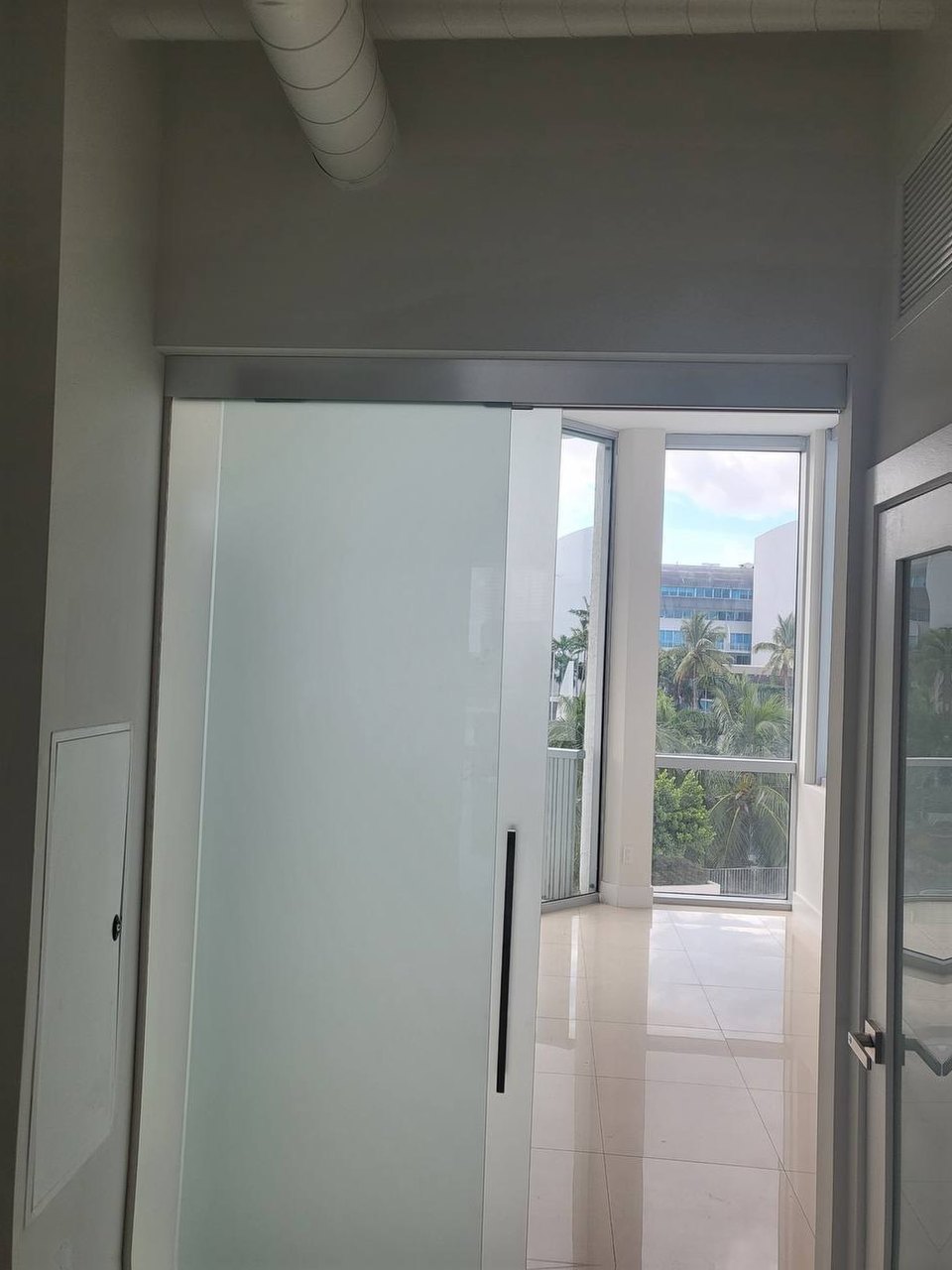Frosted glass door installation