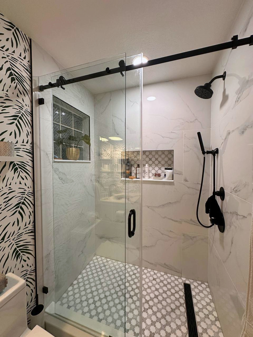 Sliding shower glass